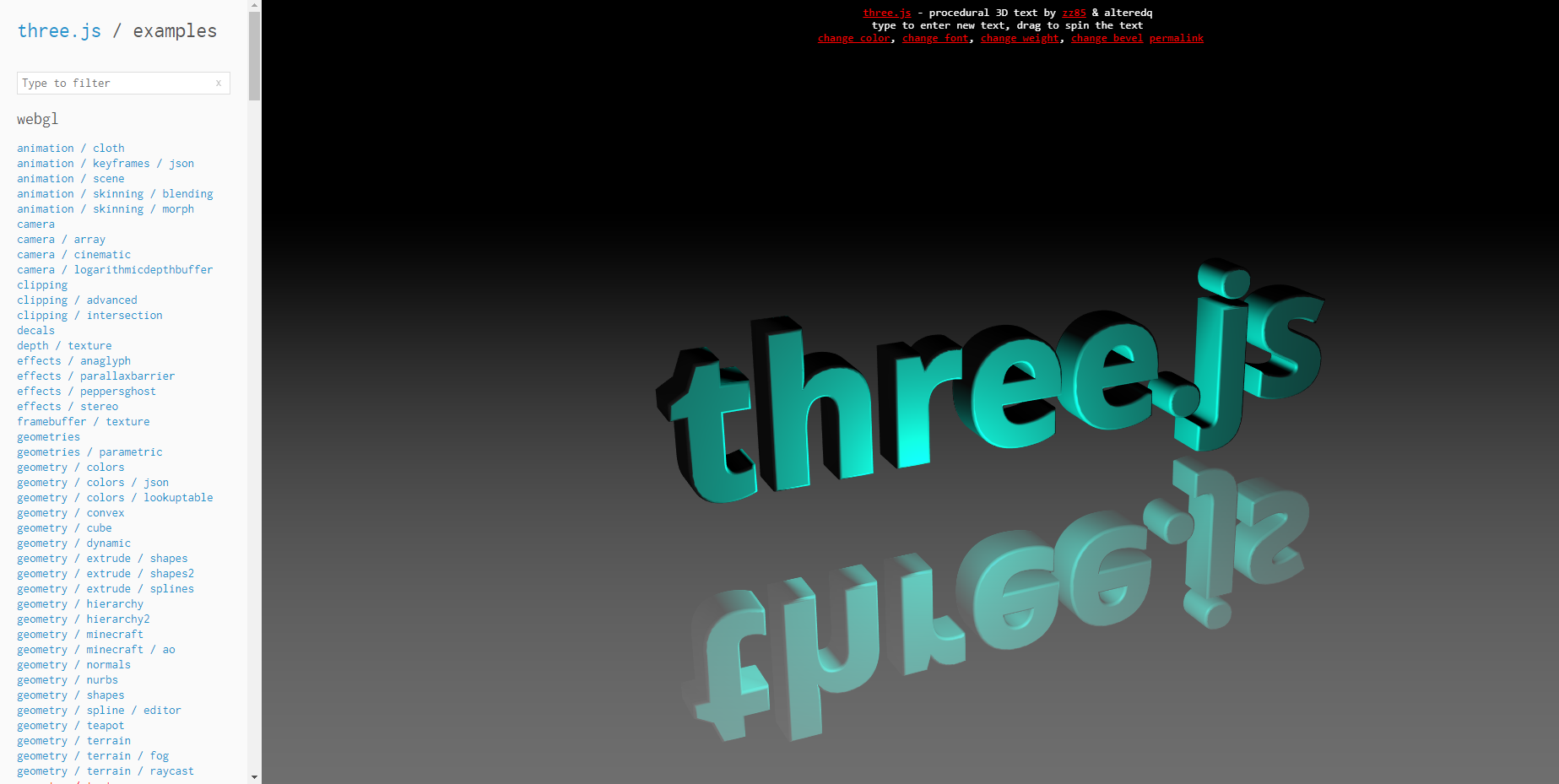 THREE.js Example Text